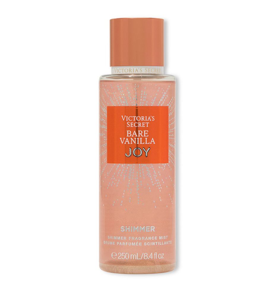 Victoria's Secret Rare Vanilla Joy body mist bottle on a white background